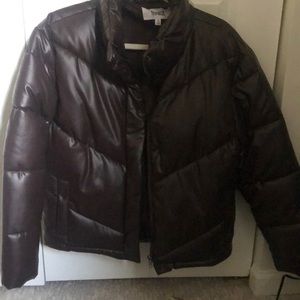 BBD Dakota by Steve Madden guac leather puffer coat
